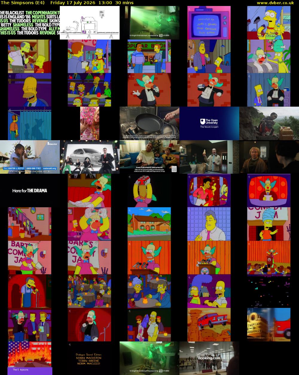 The Simpsons (E4) Friday 17 July 2026 13:00 - 13:30