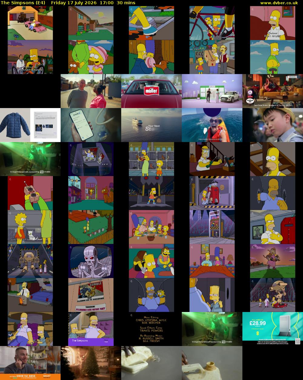 The Simpsons (E4) Friday 17 July 2026 17:00 - 17:30