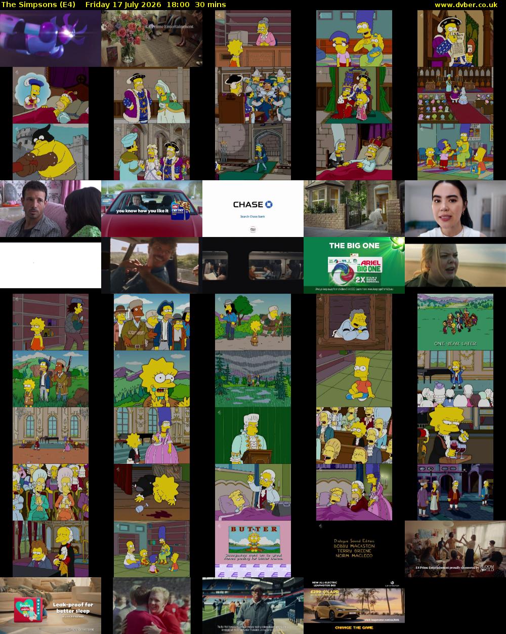 The Simpsons (E4) Friday 17 July 2026 18:00 - 18:30