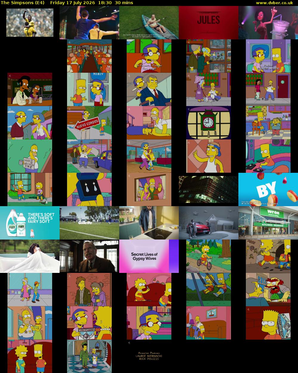 The Simpsons (E4) Friday 17 July 2026 18:30 - 19:00