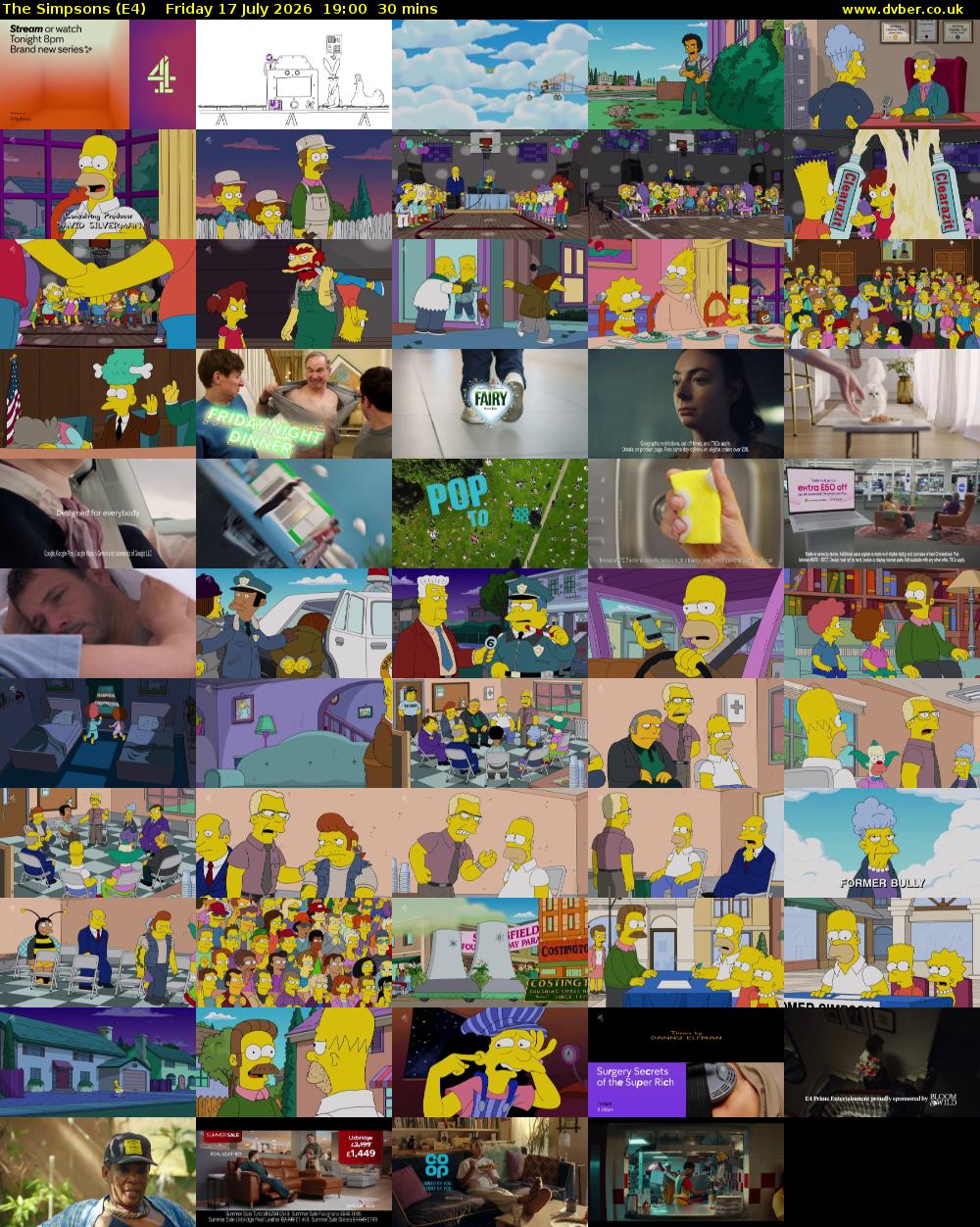 The Simpsons (E4) Friday 17 July 2026 19:00 - 19:30