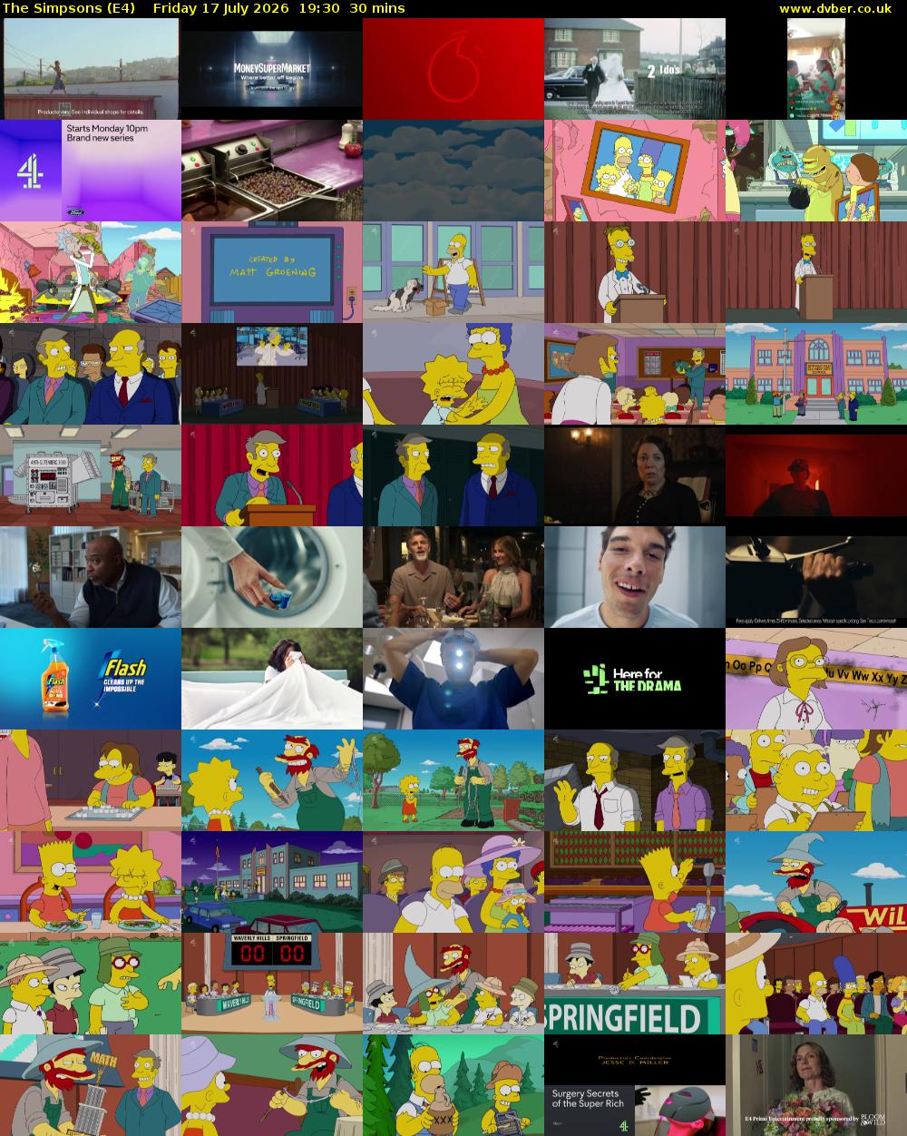 The Simpsons (E4) Friday 17 July 2026 19:30 - 20:00