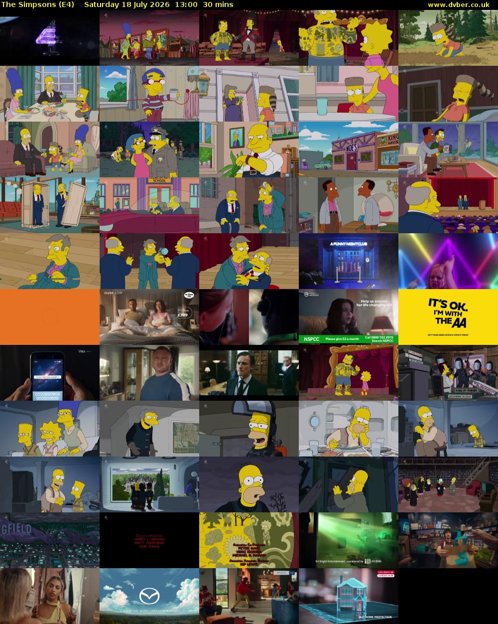 The Simpsons (E4) Saturday 18 July 2026 13:00 - 13:30