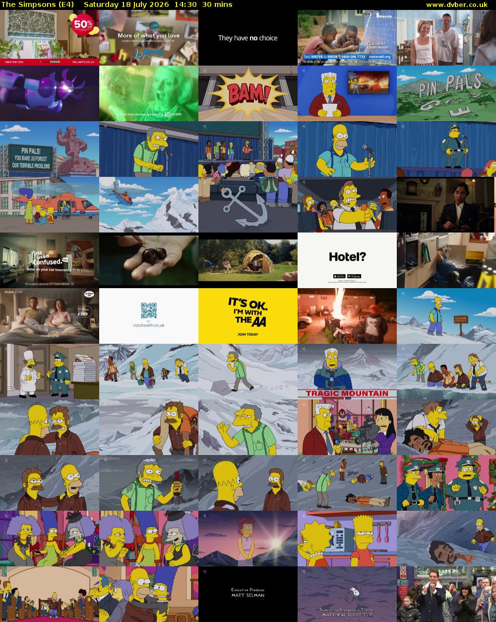 The Simpsons (E4) Saturday 18 July 2026 14:30 - 15:00