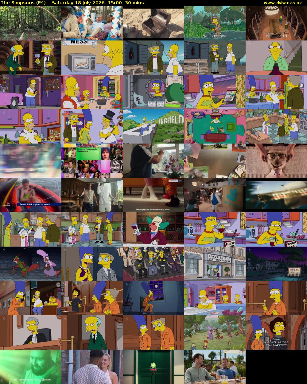 The Simpsons (E4) Saturday 18 July 2026 15:00 - 15:30