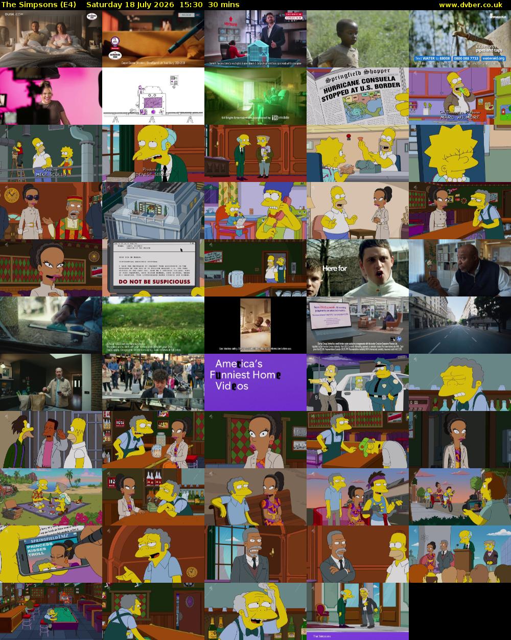 The Simpsons (E4) Saturday 18 July 2026 15:30 - 16:00