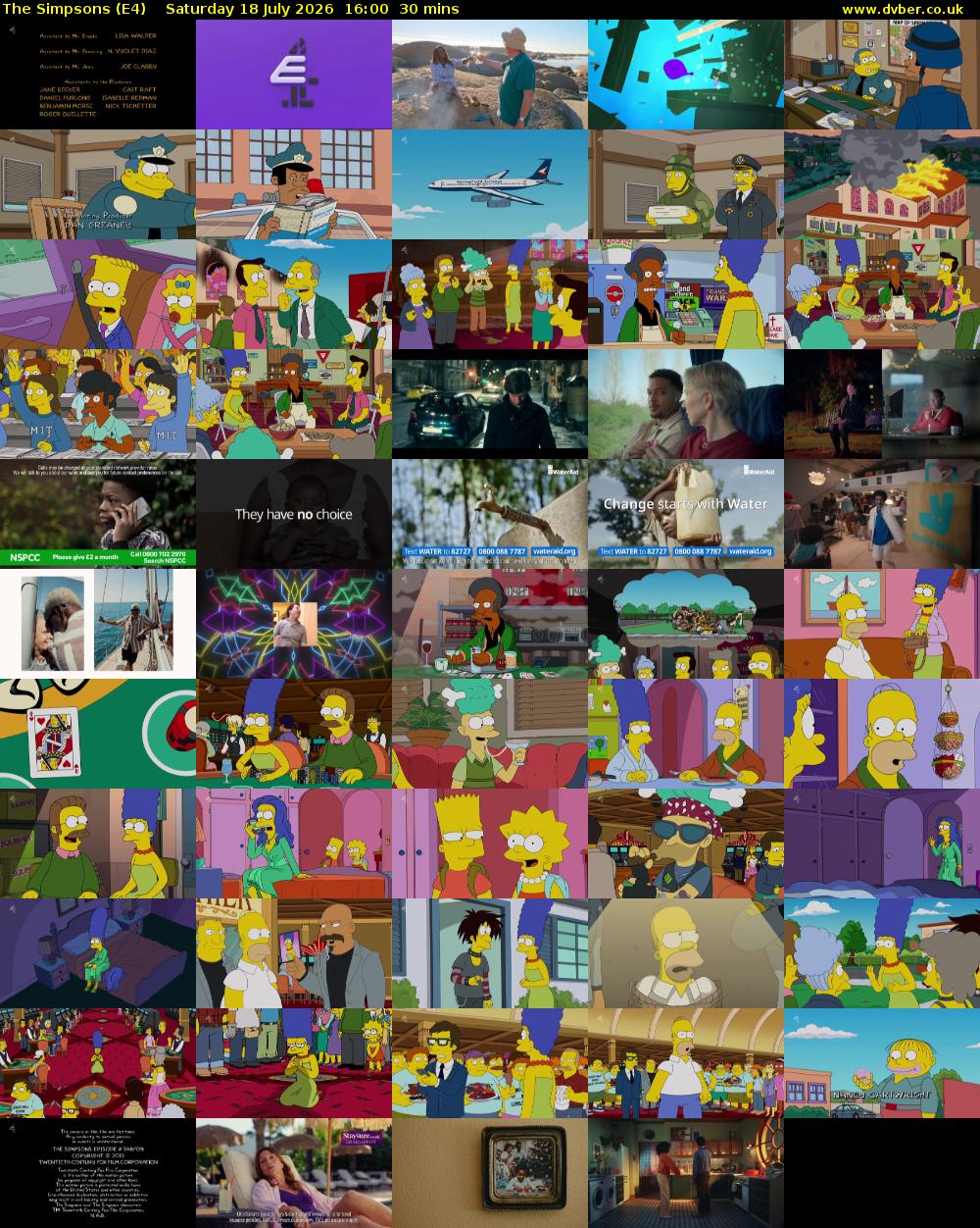 The Simpsons (E4) Saturday 18 July 2026 16:00 - 16:30