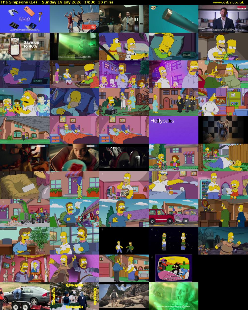 The Simpsons (E4) Sunday 19 July 2026 14:30 - 15:00