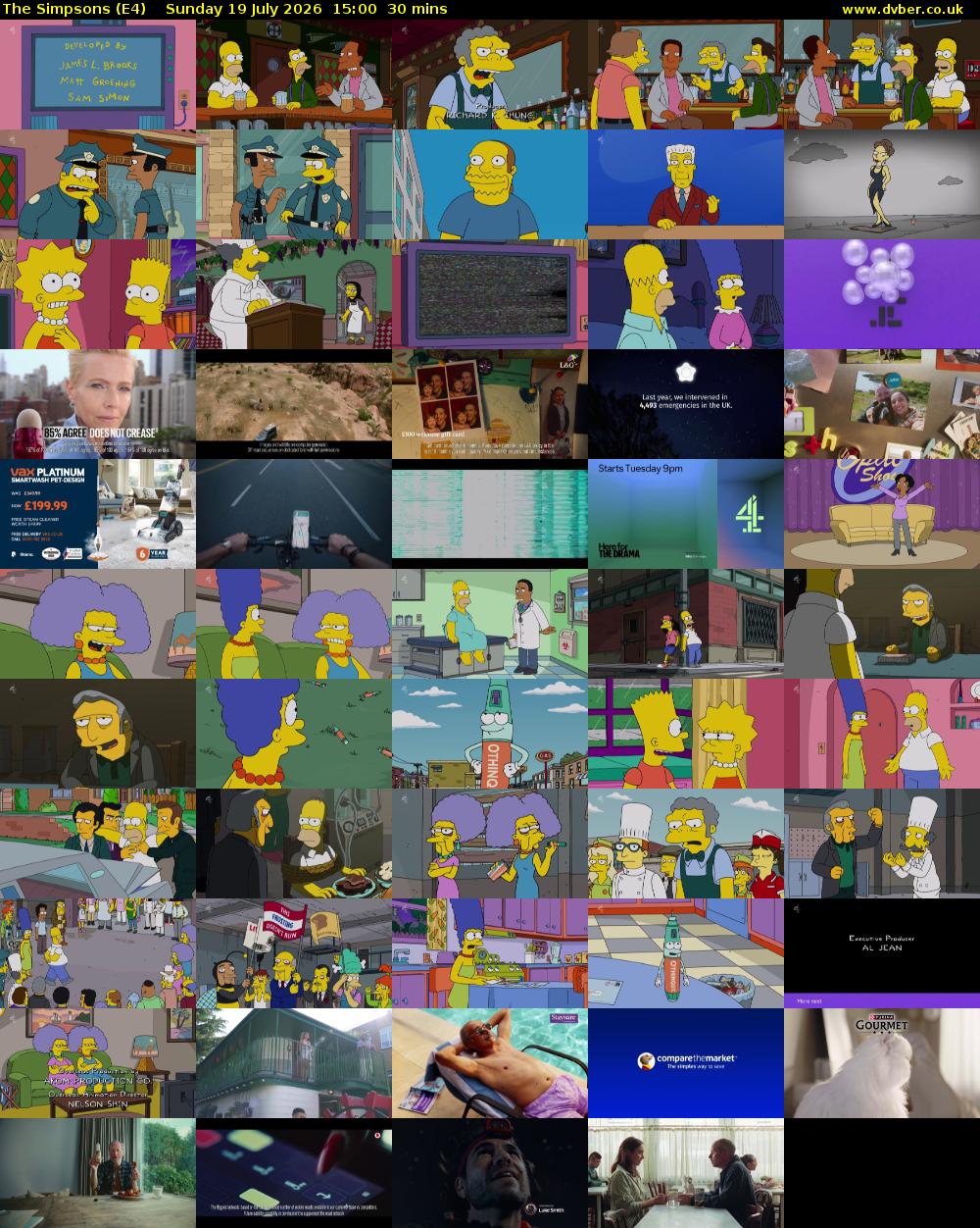 The Simpsons (E4) Sunday 19 July 2026 15:00 - 15:30