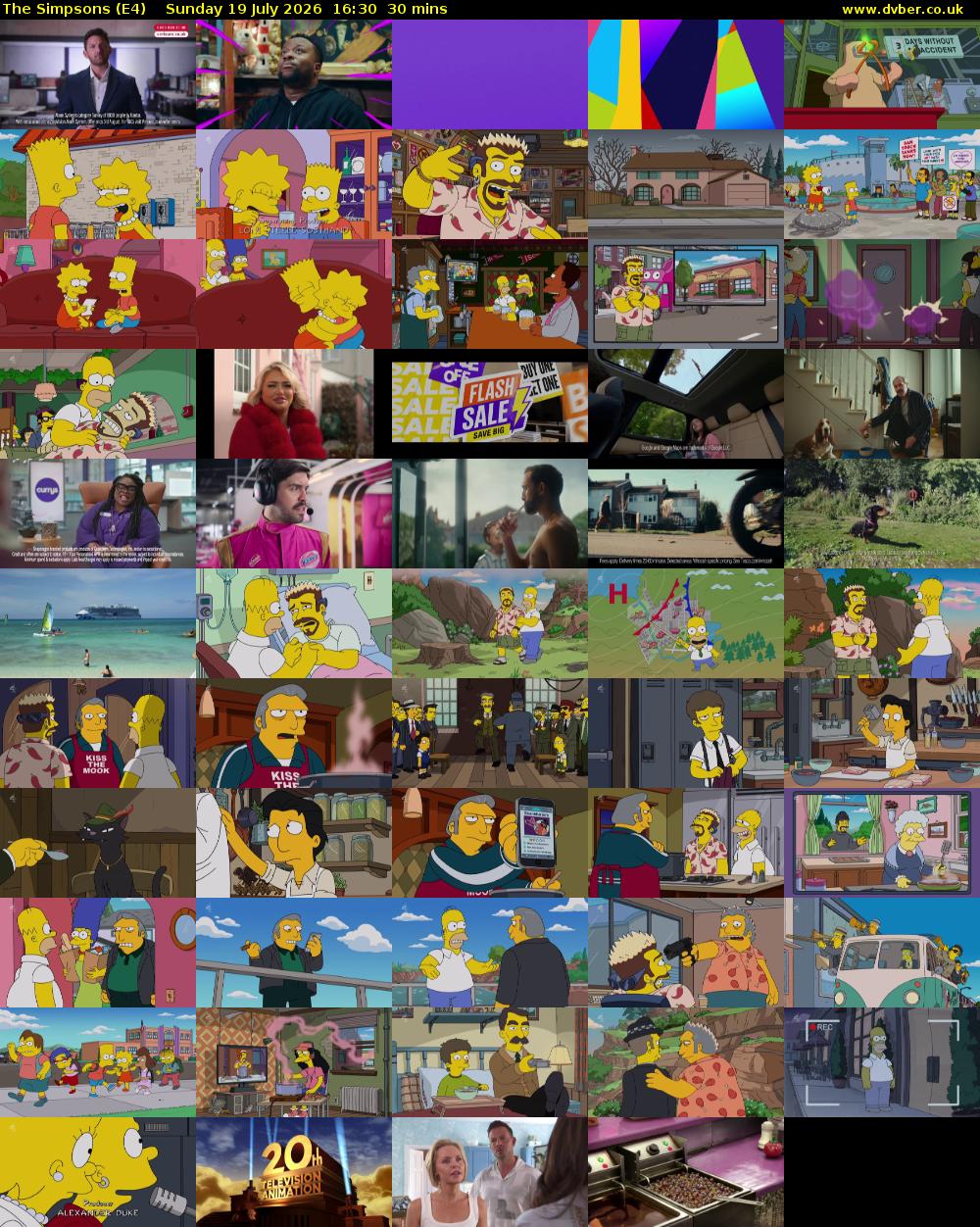The Simpsons (E4) Sunday 19 July 2026 16:30 - 17:00