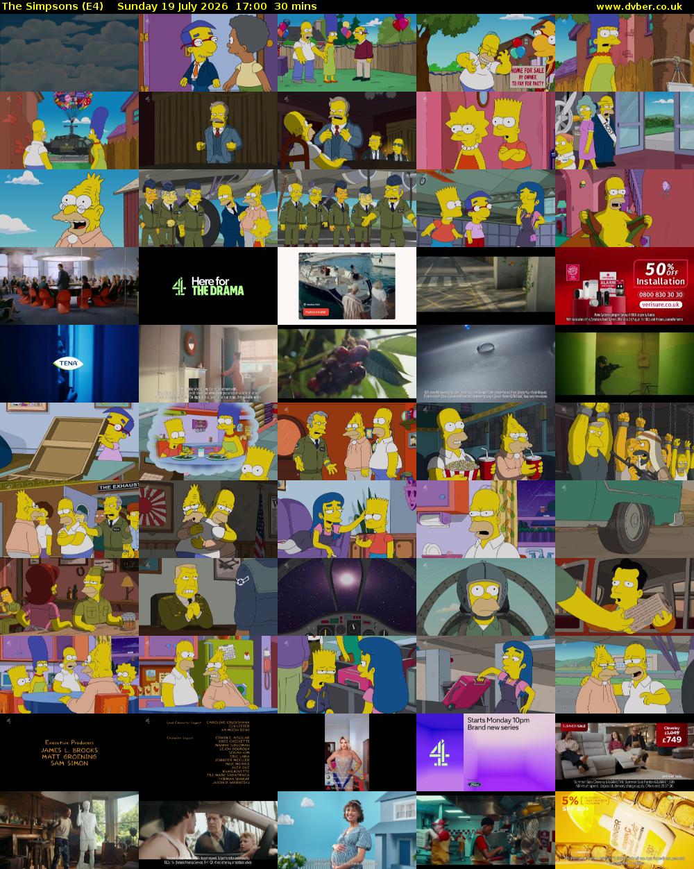 The Simpsons (E4) Sunday 19 July 2026 17:00 - 17:30