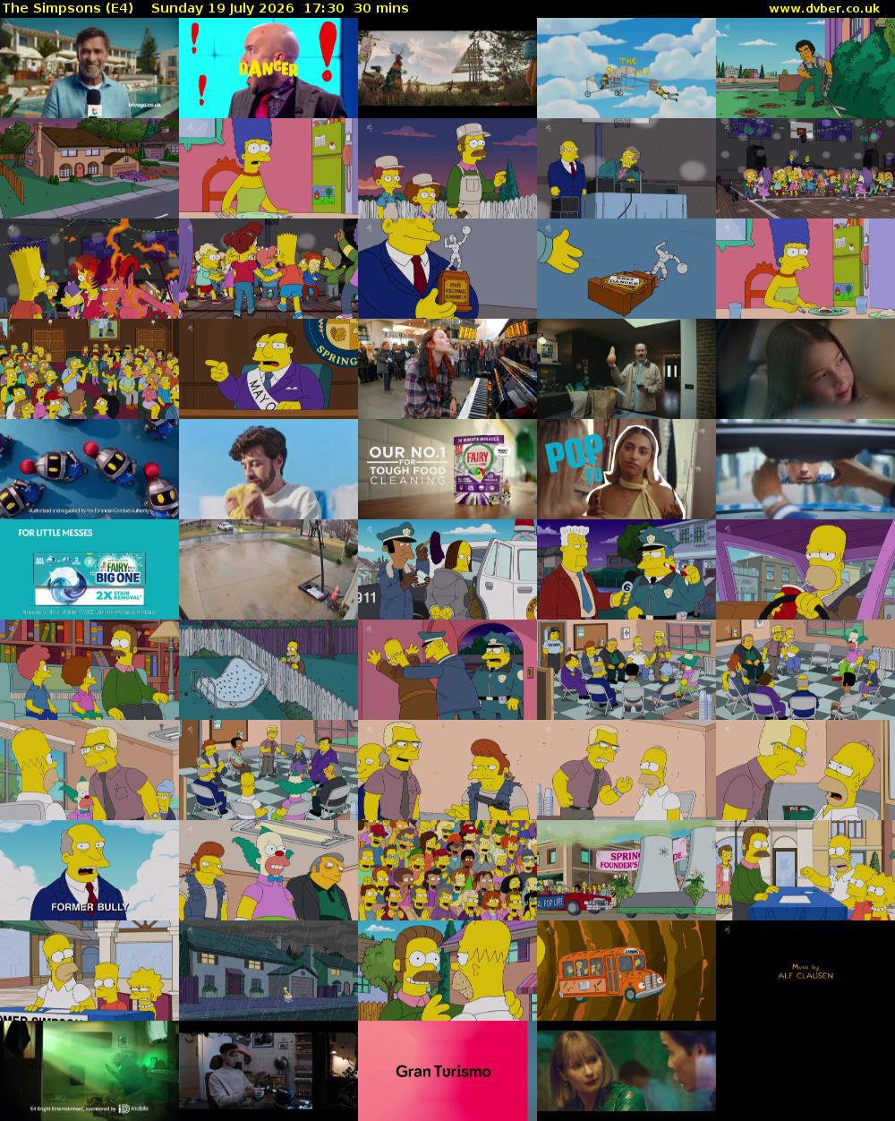 The Simpsons (E4) Sunday 19 July 2026 17:30 - 18:00