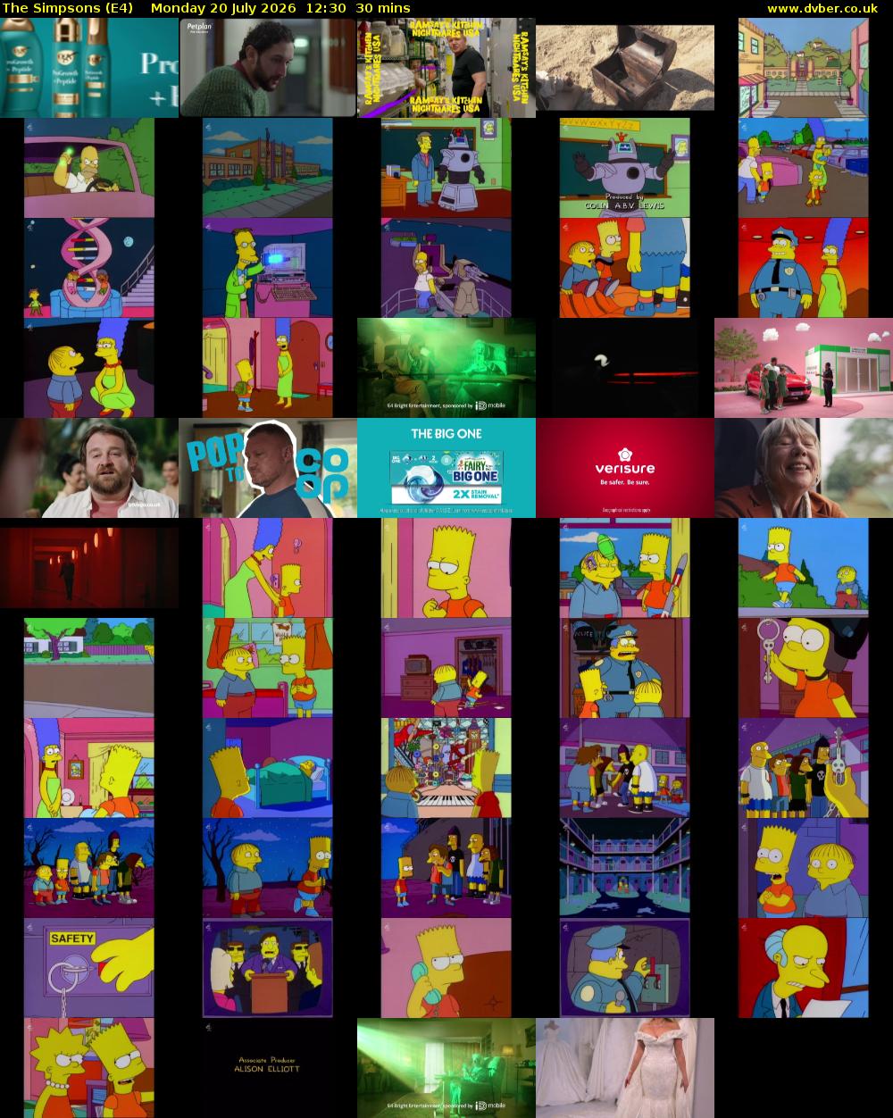 The Simpsons (E4) Monday 20 July 2026 12:30 - 13:00