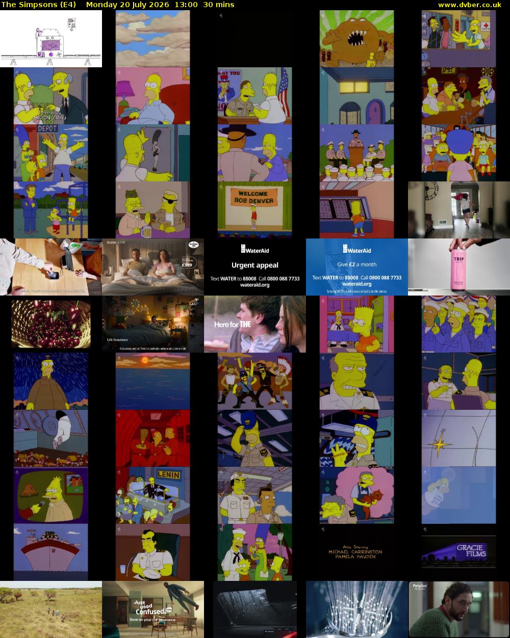 The Simpsons (E4) Monday 20 July 2026 13:00 - 13:30