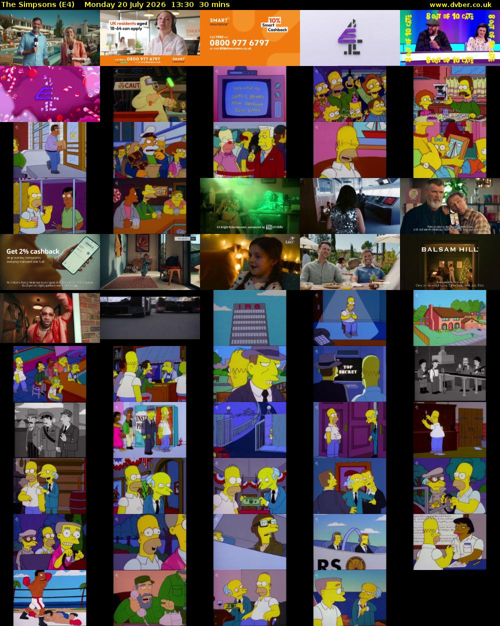 The Simpsons (E4) Monday 20 July 2026 13:30 - 14:00