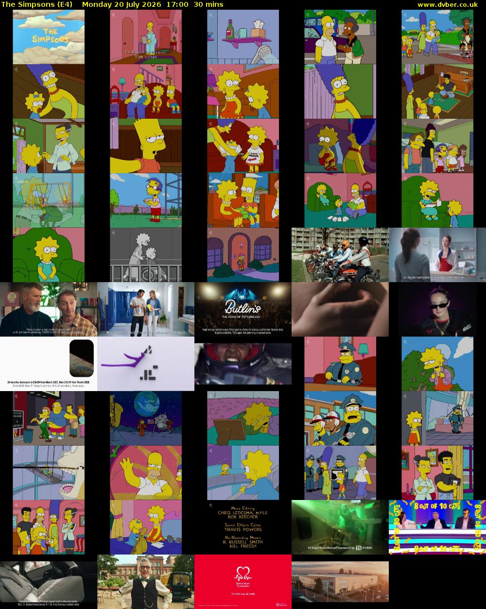 The Simpsons (E4) Monday 20 July 2026 17:00 - 17:30