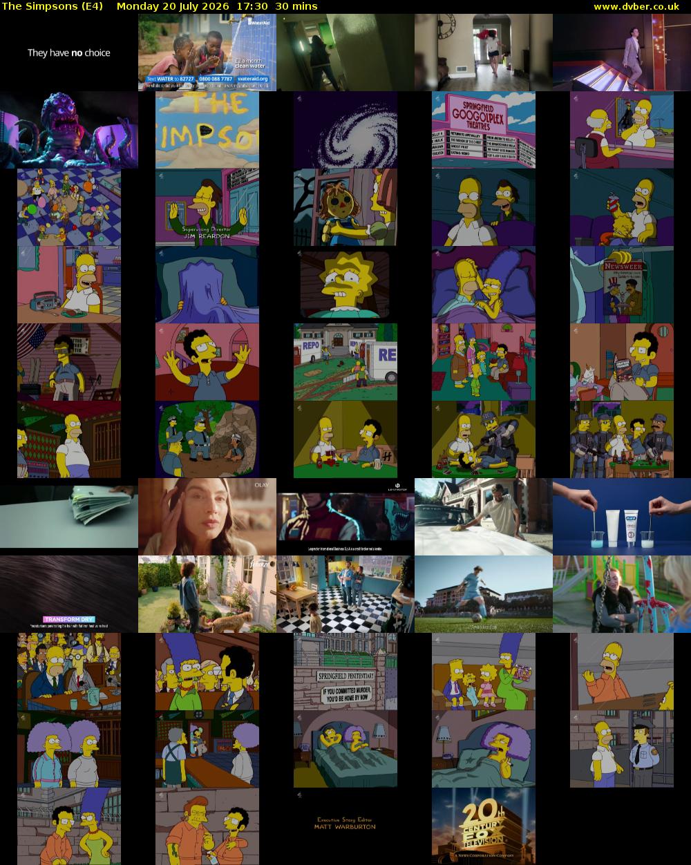 The Simpsons (E4) Monday 20 July 2026 17:30 - 18:00