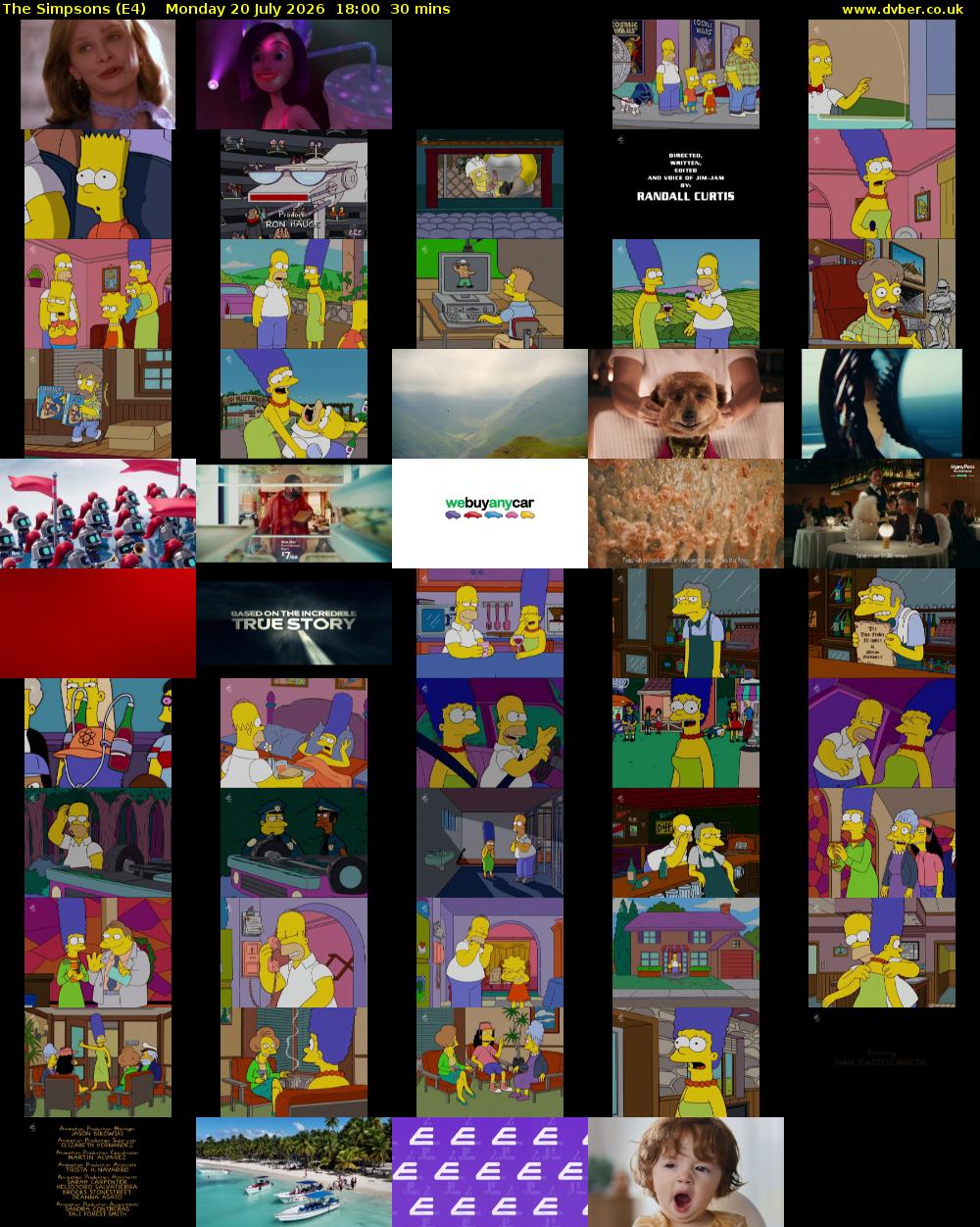 The Simpsons (E4) Monday 20 July 2026 18:00 - 18:30