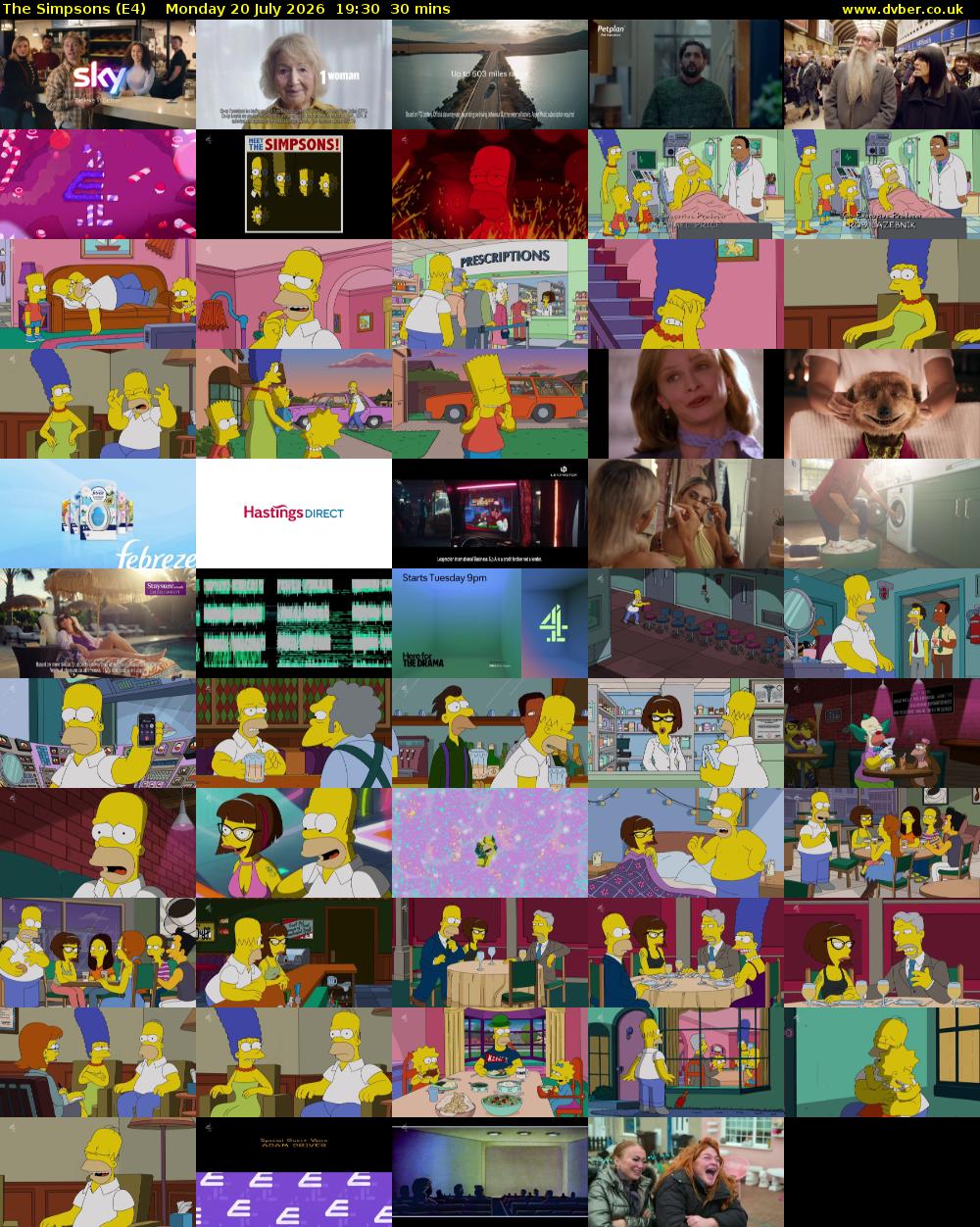 The Simpsons (E4) Monday 20 July 2026 19:30 - 20:00