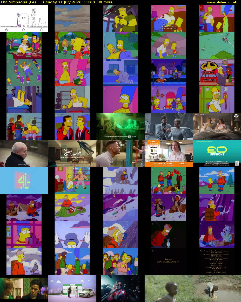 The Simpsons (E4) Tuesday 21 July 2026 13:00 - 13:30