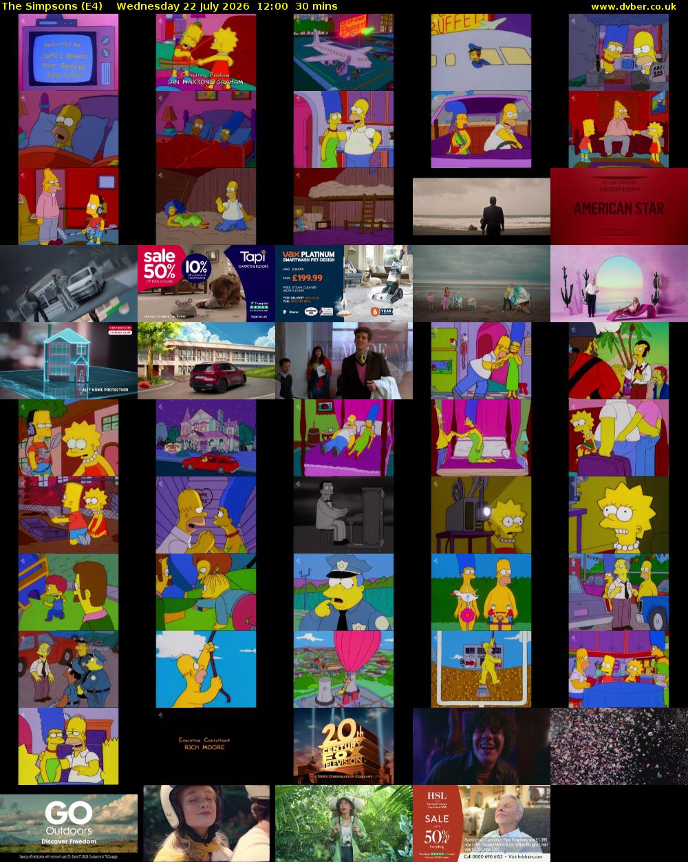 The Simpsons (E4) Wednesday 22 July 2026 12:00 - 12:30