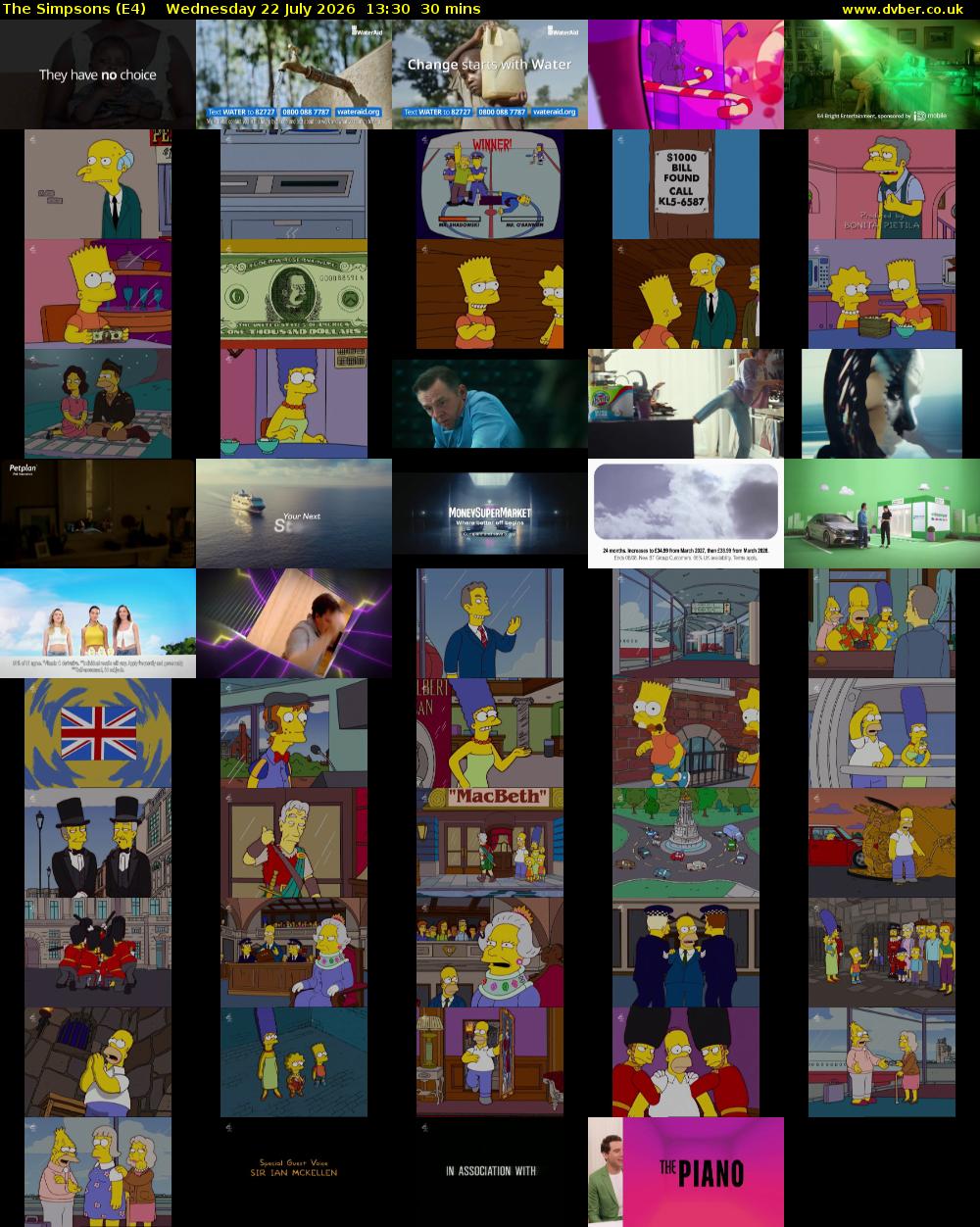 The Simpsons (E4) Wednesday 22 July 2026 13:30 - 14:00