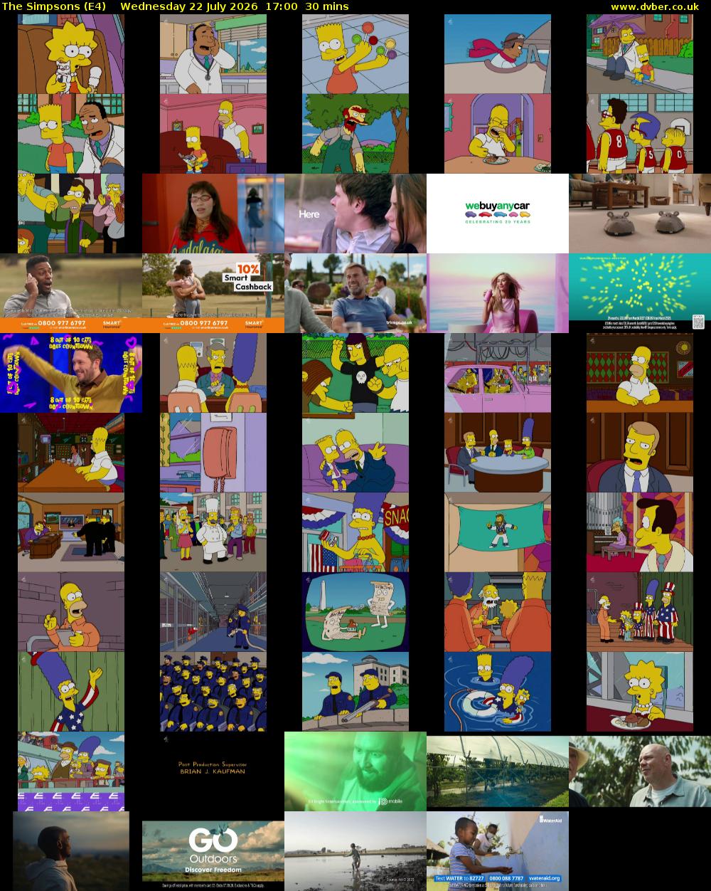 The Simpsons (E4) Wednesday 22 July 2026 17:00 - 17:30