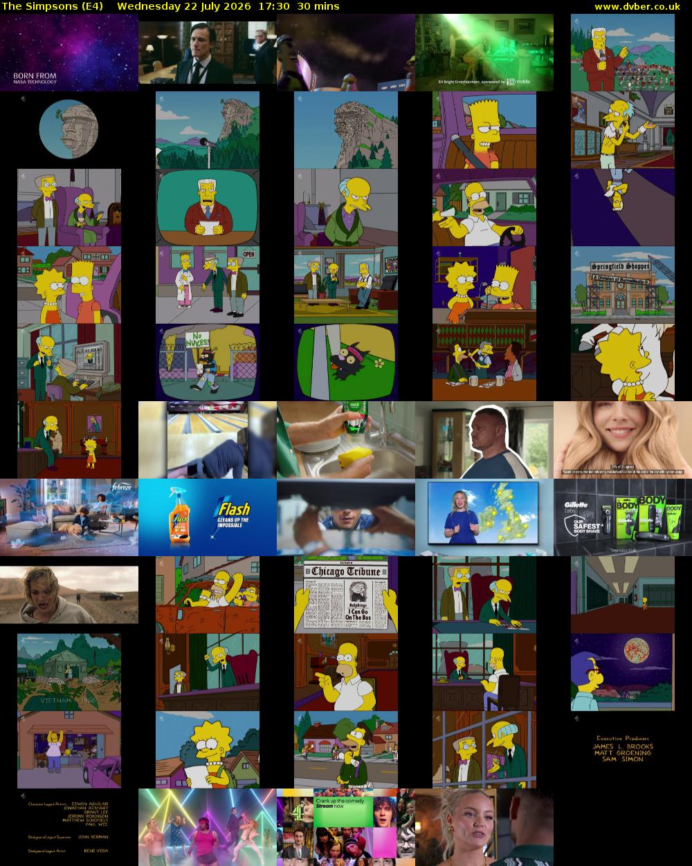 The Simpsons (E4) Wednesday 22 July 2026 17:30 - 18:00