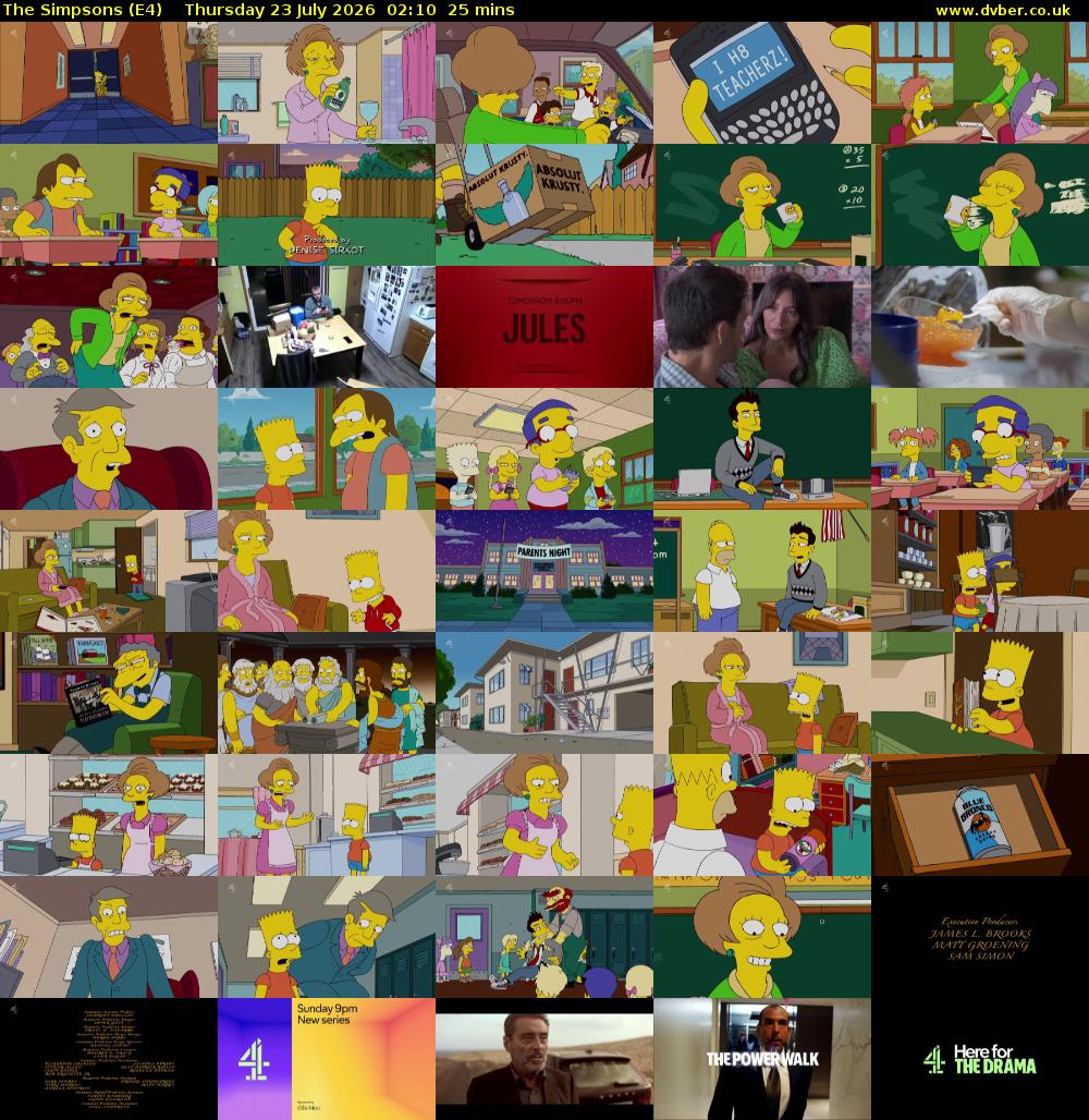 The Simpsons (E4) Thursday 23 July 2026 02:10 - 02:35
