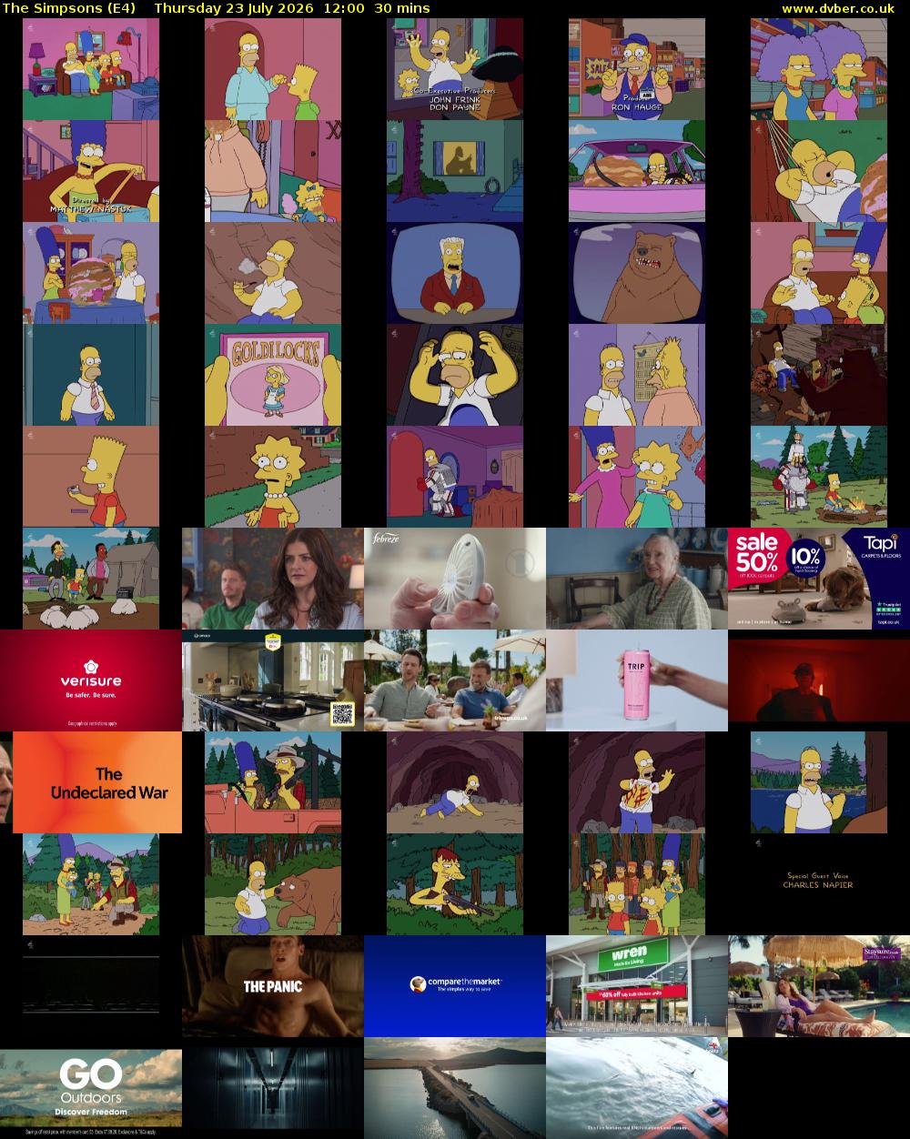 The Simpsons (E4) Thursday 23 July 2026 12:00 - 12:30