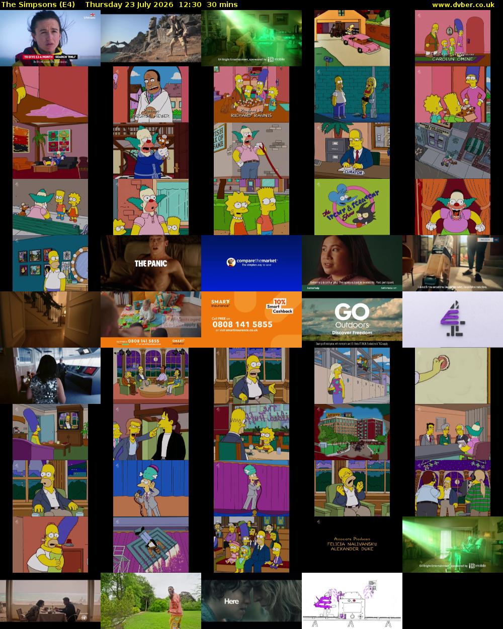 The Simpsons (E4) Thursday 23 July 2026 12:30 - 13:00