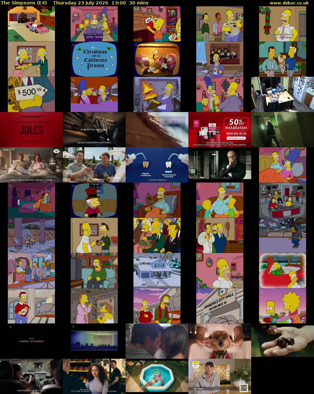 The Simpsons (E4) Thursday 23 July 2026 13:00 - 13:30