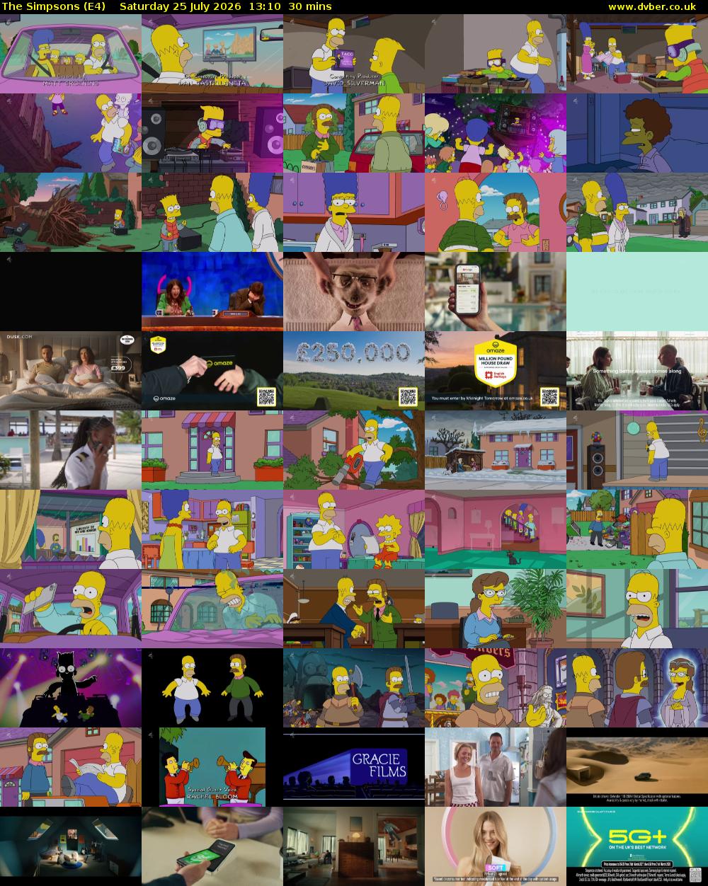 The Simpsons (E4) Saturday 25 July 2026 13:10 - 13:40