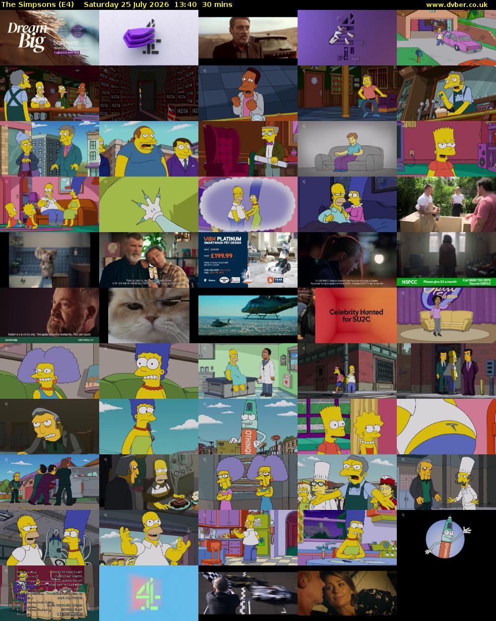 The Simpsons (E4) Saturday 25 July 2026 13:40 - 14:10
