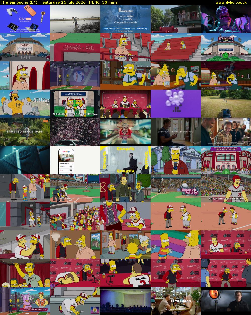 The Simpsons (E4) Saturday 25 July 2026 14:40 - 15:10