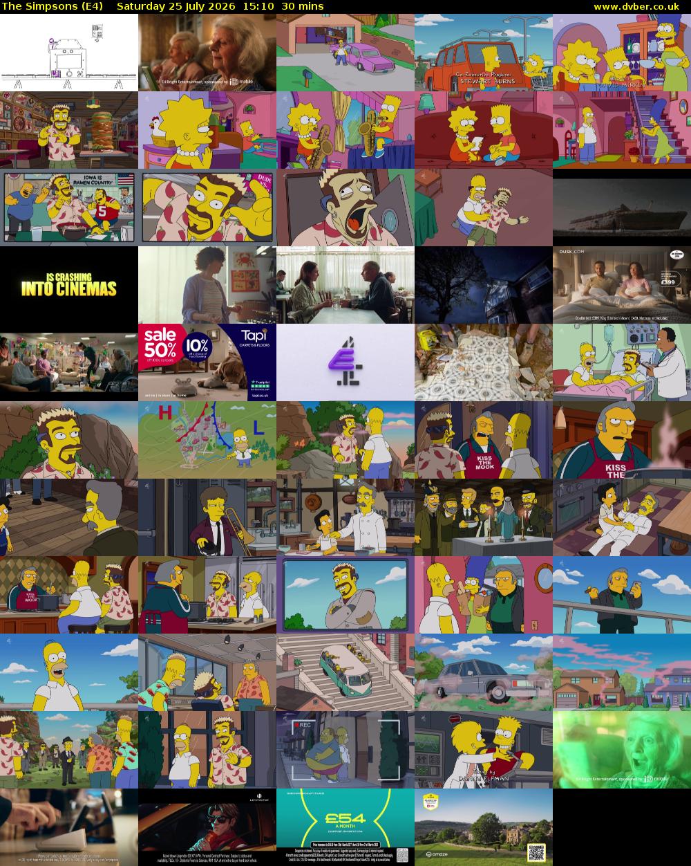 The Simpsons (E4) Saturday 25 July 2026 15:10 - 15:40