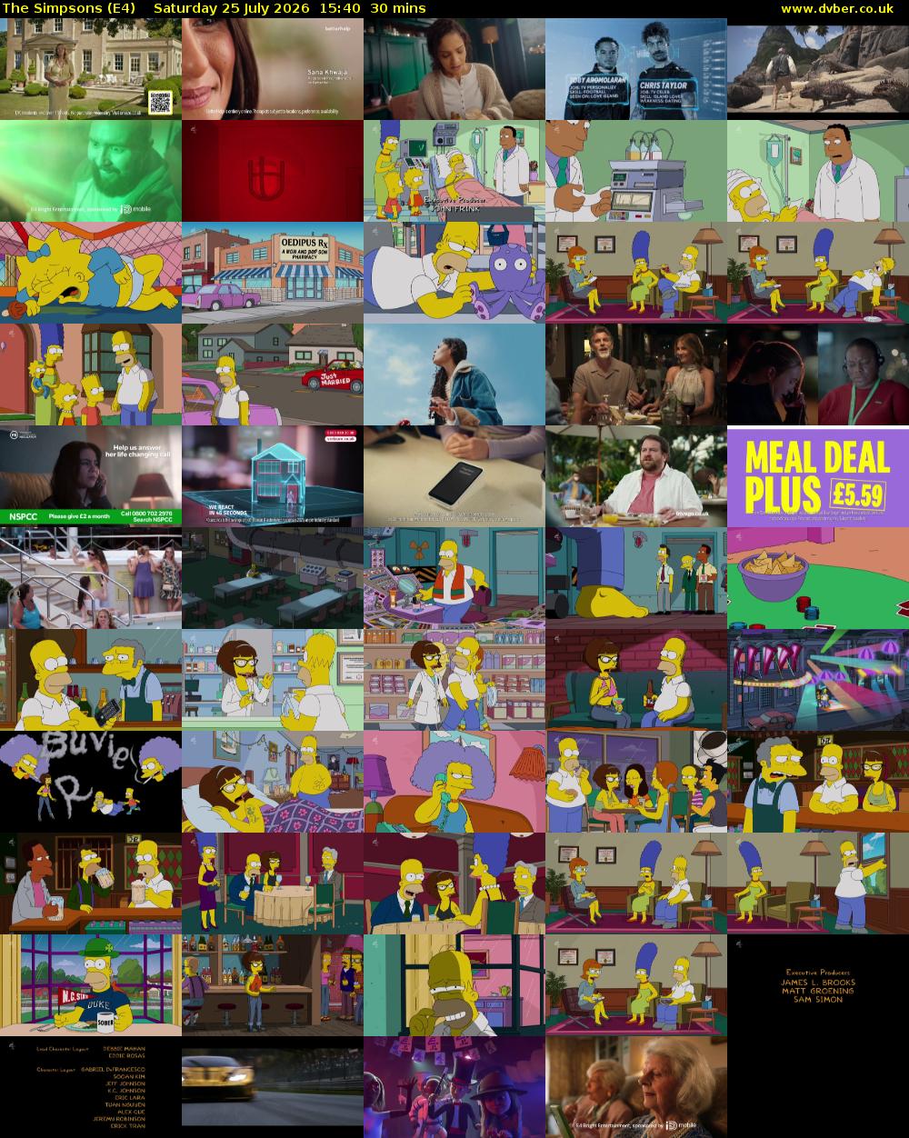 The Simpsons (E4) Saturday 25 July 2026 15:40 - 16:10