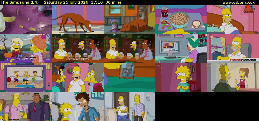 The Simpsons (E4) Saturday 25 July 2026 17:10 - 17:40