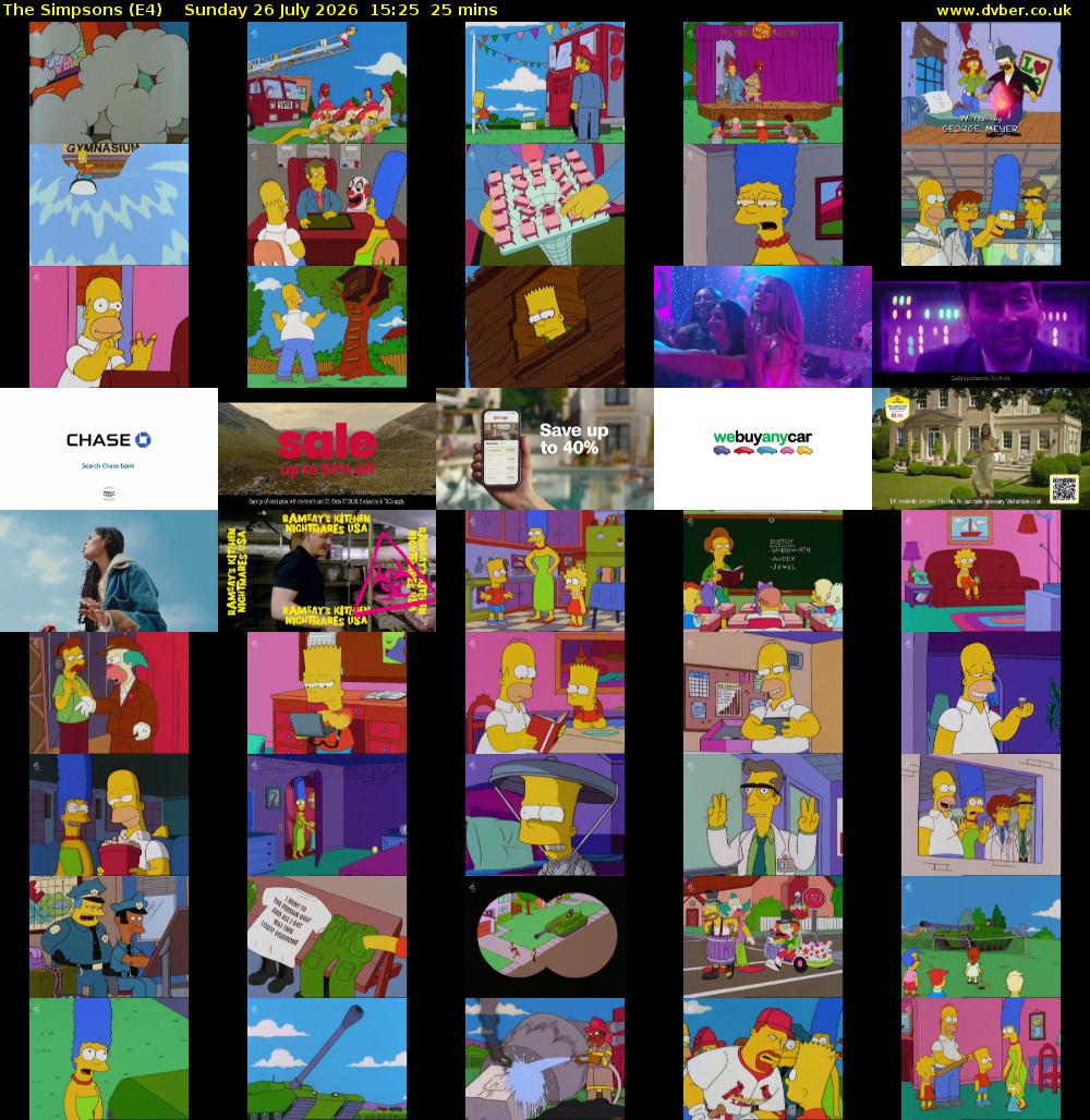 The Simpsons (E4) Sunday 26 July 2026 15:25 - 15:50