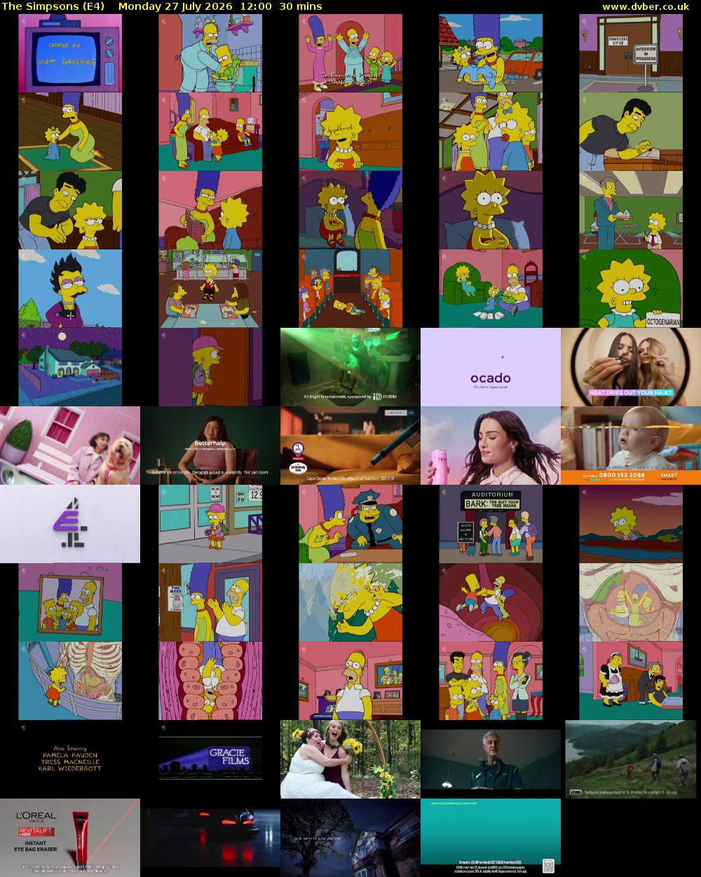 The Simpsons (E4) Monday 27 July 2026 12:00 - 12:30