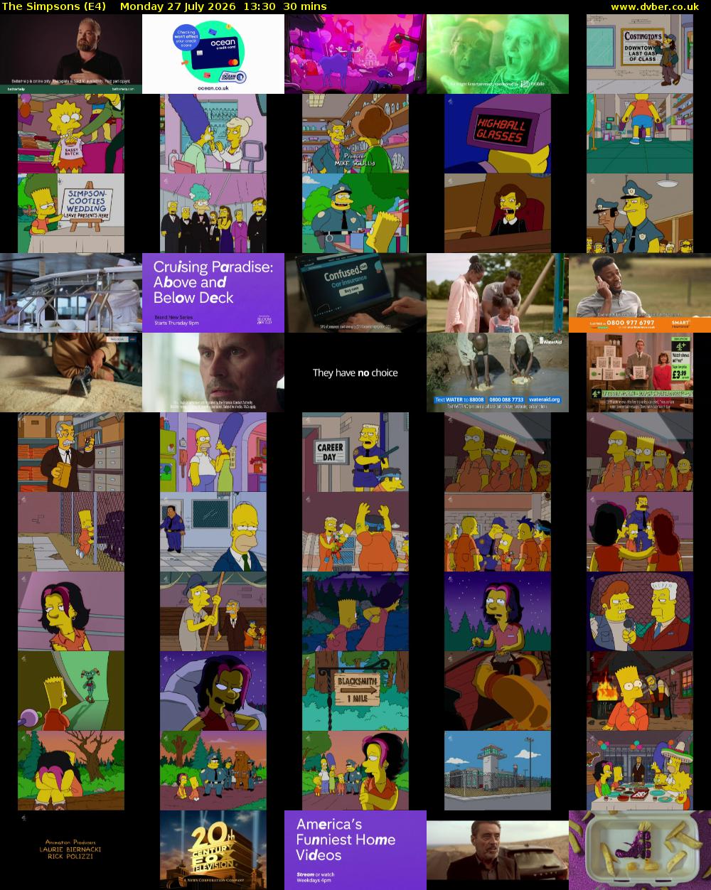 The Simpsons (E4) Monday 27 July 2026 13:30 - 14:00