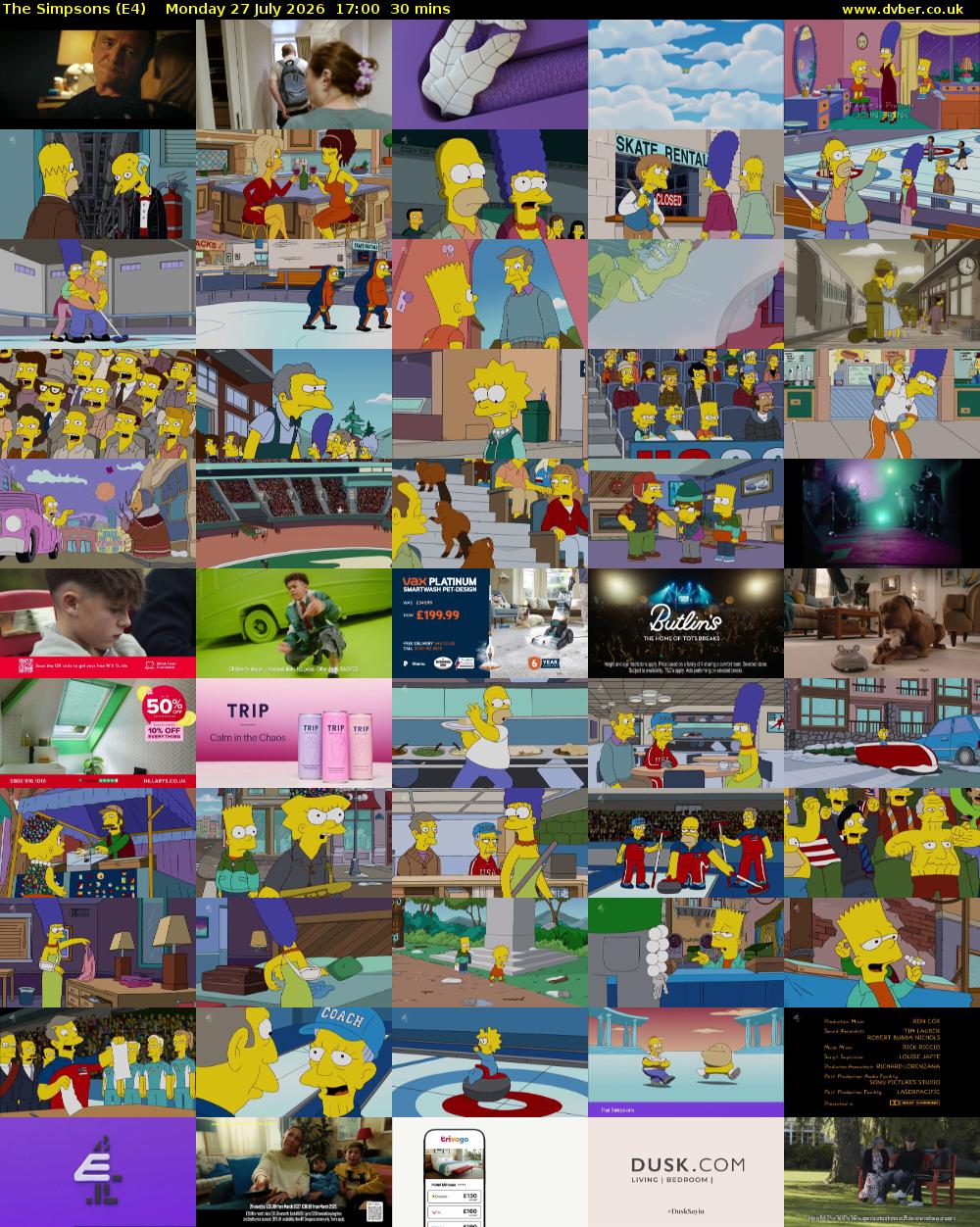 The Simpsons (E4) Monday 27 July 2026 17:00 - 17:30