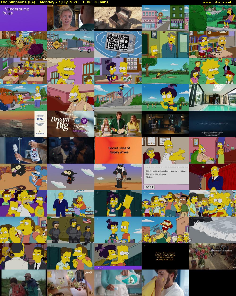 The Simpsons (E4) Monday 27 July 2026 18:00 - 18:30