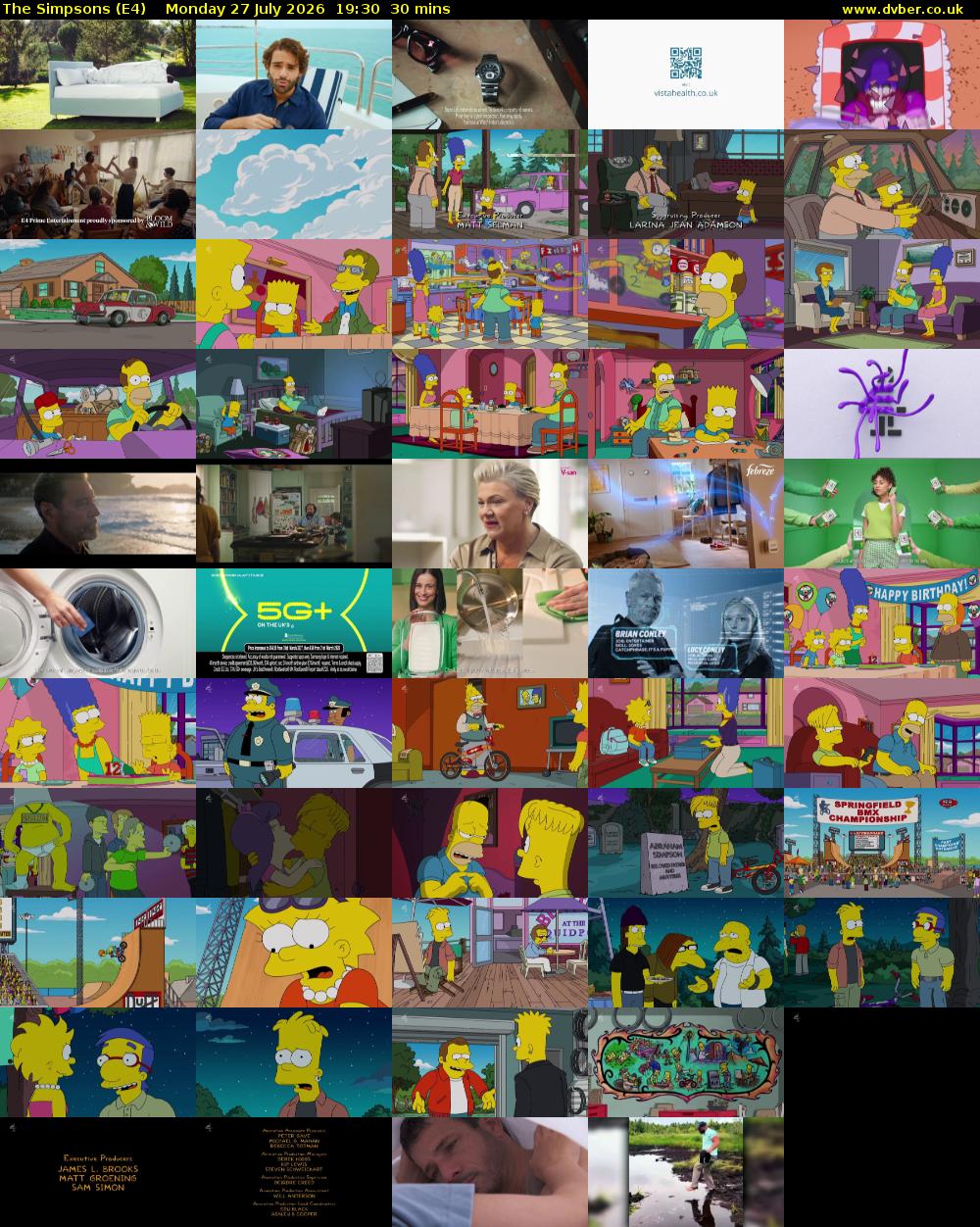 The Simpsons (E4) Monday 27 July 2026 19:30 - 20:00
