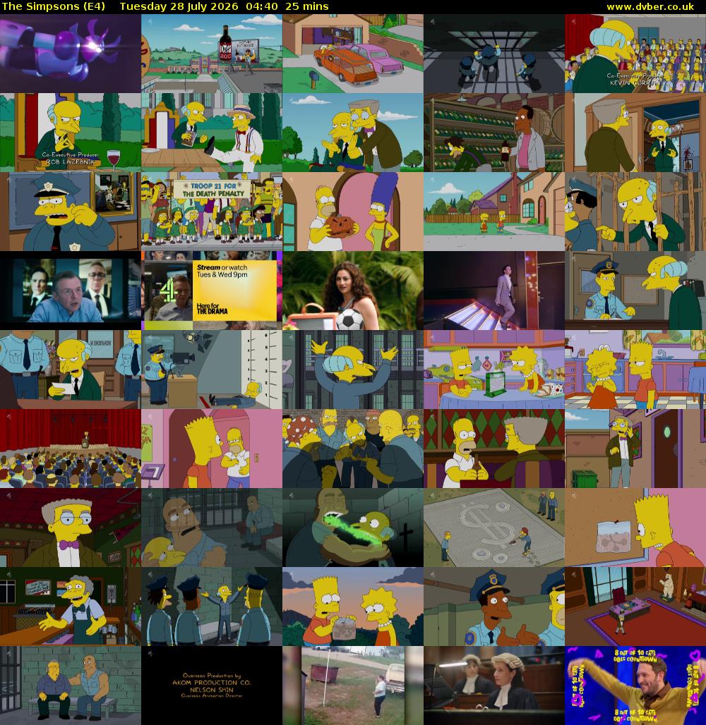 The Simpsons (E4) Tuesday 28 July 2026 04:40 - 05:05