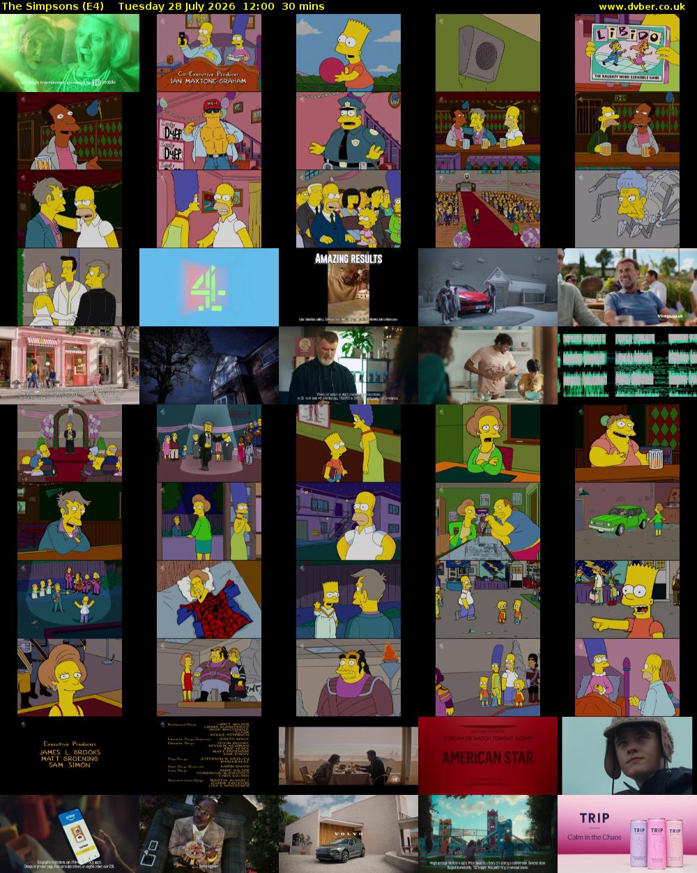 The Simpsons (E4) Tuesday 28 July 2026 12:00 - 12:30