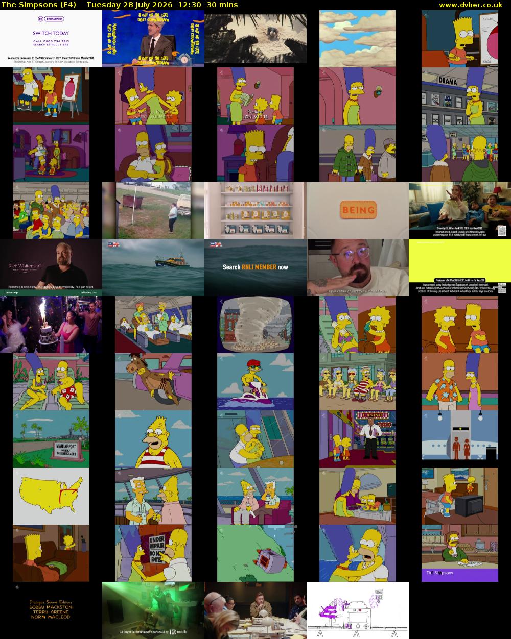 The Simpsons (E4) Tuesday 28 July 2026 12:30 - 13:00