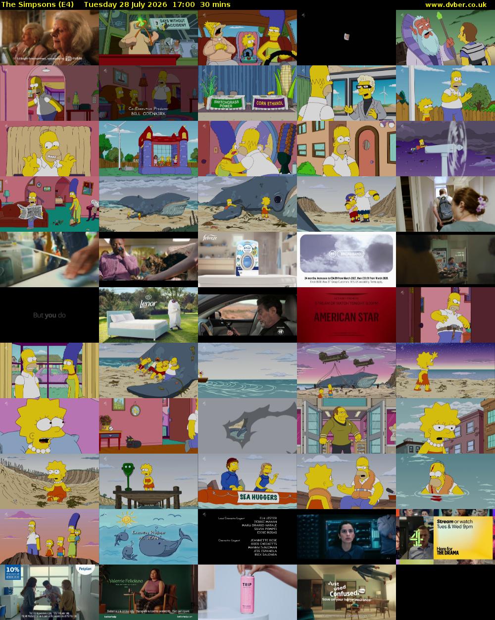 The Simpsons (E4) Tuesday 28 July 2026 17:00 - 17:30