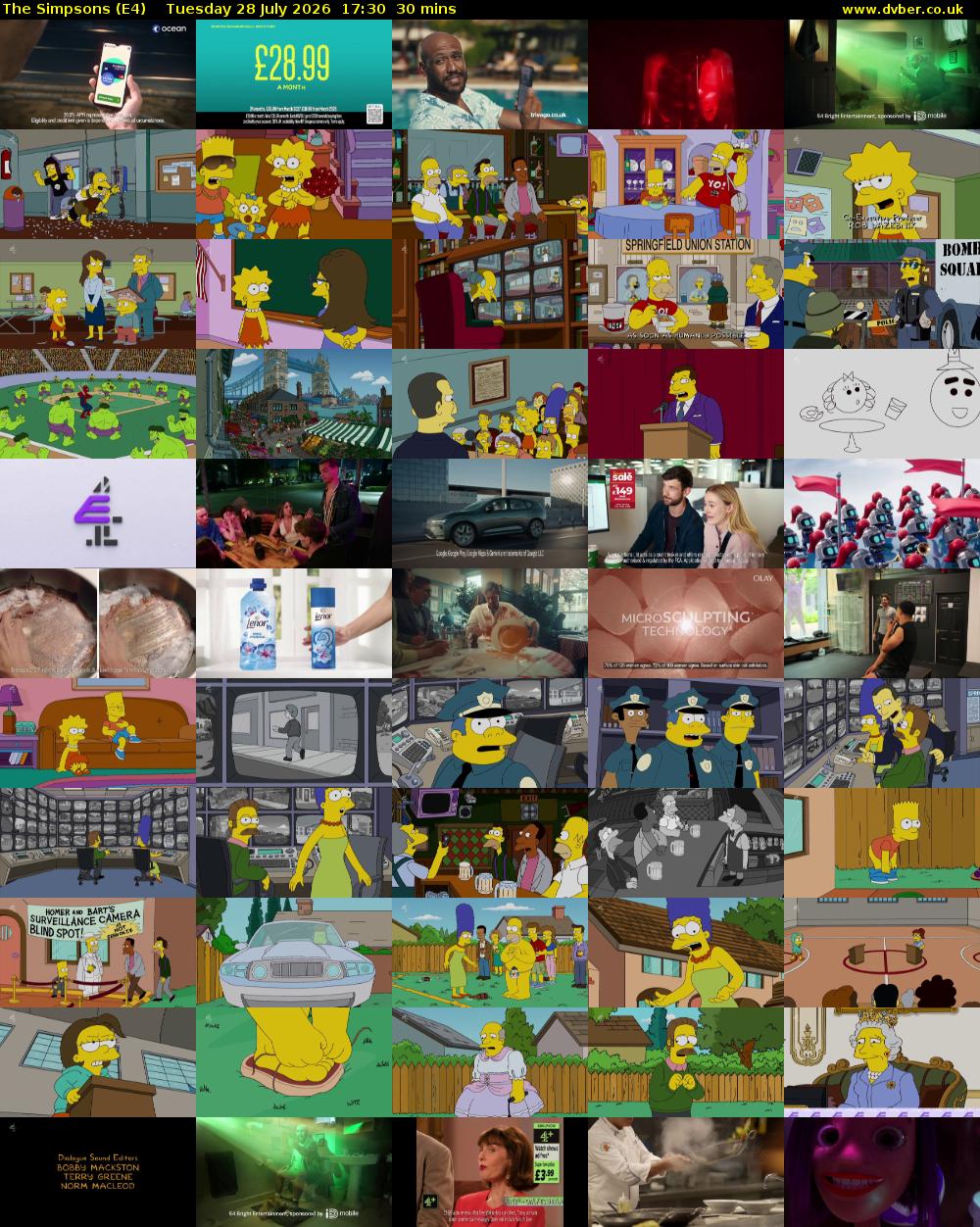 The Simpsons (E4) Tuesday 28 July 2026 17:30 - 18:00