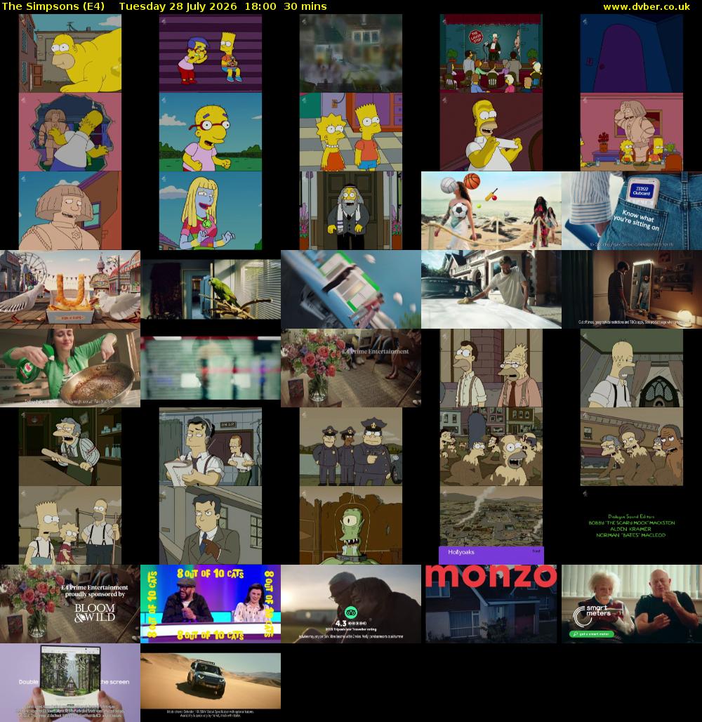 The Simpsons (E4) Tuesday 28 July 2026 18:00 - 18:30